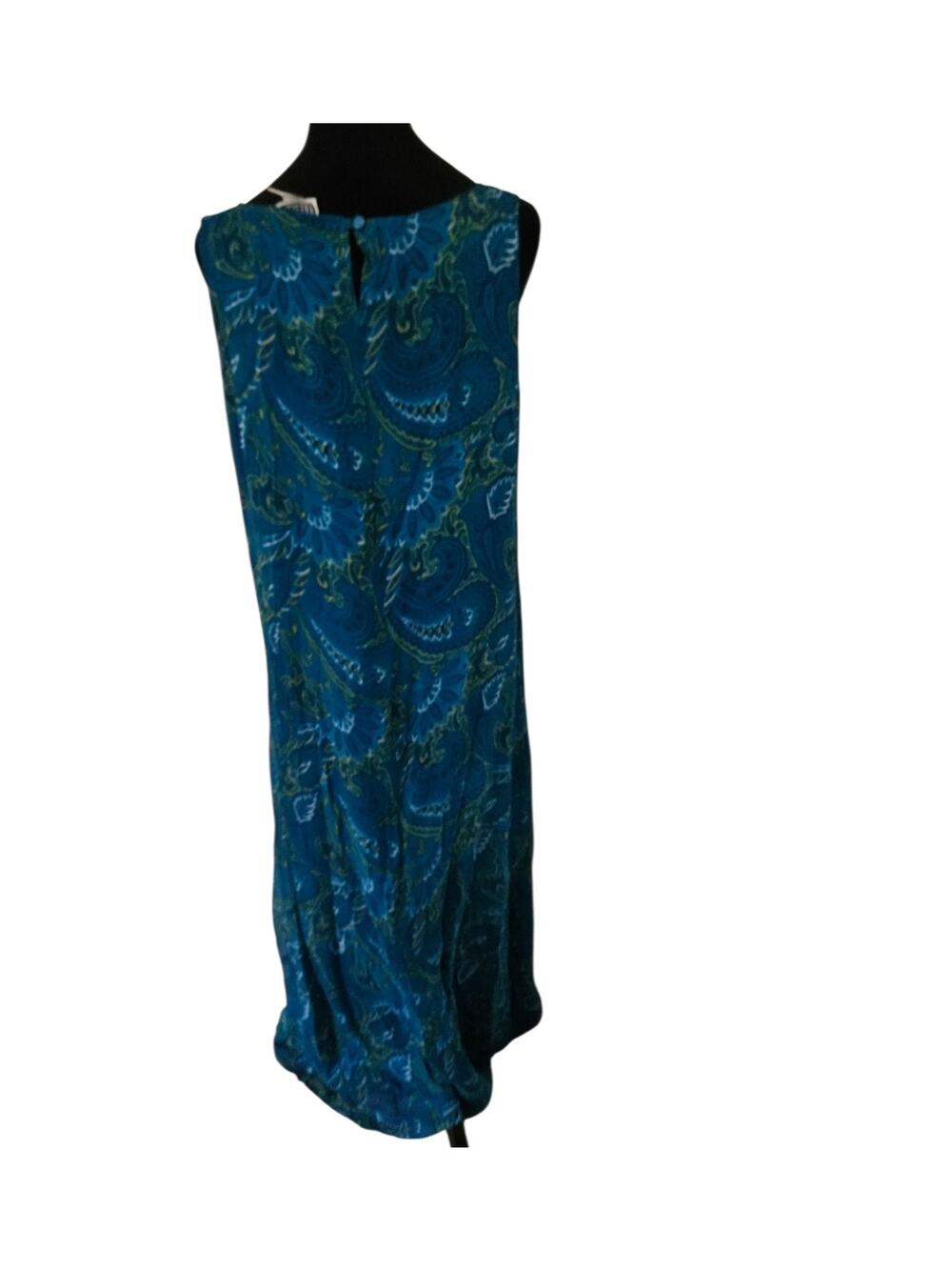 Robbie Bee 100% Silk Teal Paisley Sleeveless Maxi Dress Size 14